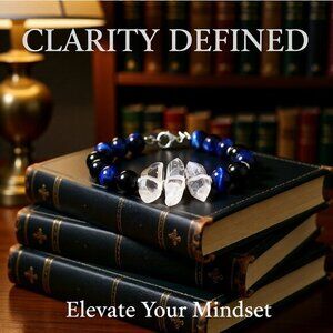 Blue Dye TigersEye & Quartz Crystal Bracelet - 7-7.5" Wrist - Stunning Colors!